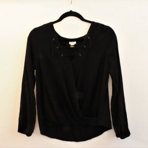 Black Lace Up Top